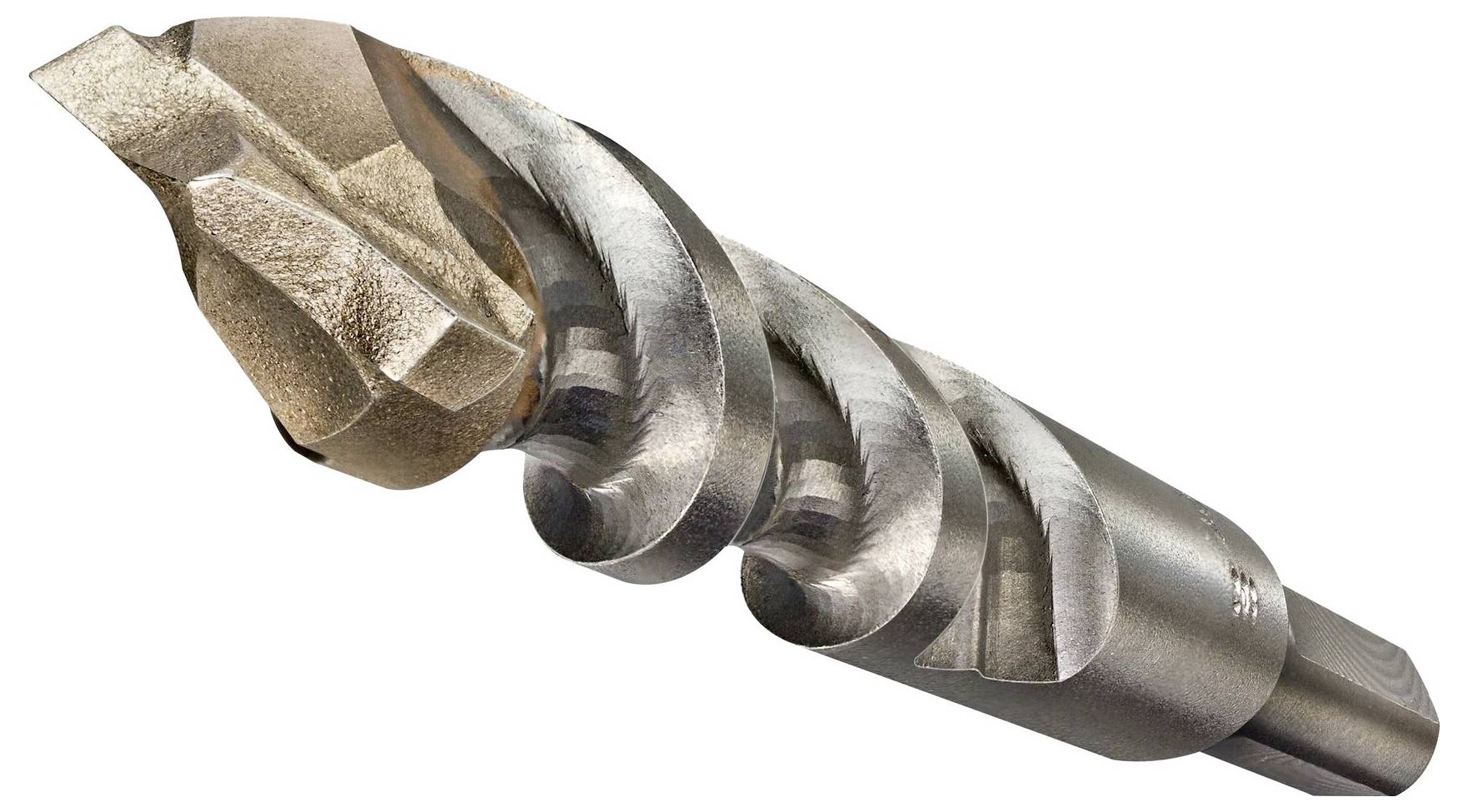 Metal drill with a spiral form and sharp point, suitable for precision work in metalworking.<br><br>Note: This is already quite close to British English. There are no substantial changes needed to make this translation sound more British.