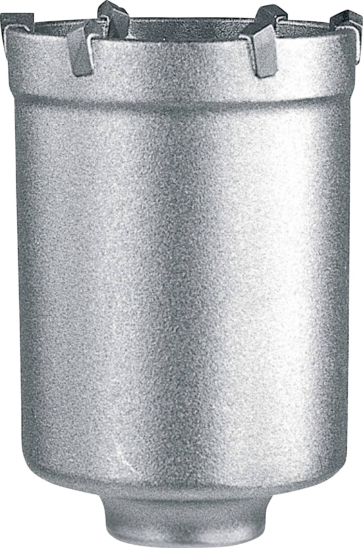 A silver metal drill bit with a cylindrical shape and multiple cutting edges at the top. Suitable for precise drilling in hard materials.