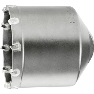 Metallic core drill with sharp points, cylindrical in shape, used for precision drilling in hard materials.