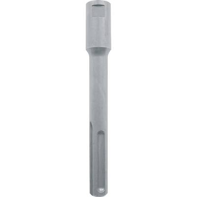 Grey metal drill bit with SDS mounting system, cylindrical shape, smooth surface, linear design.