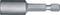 Metallic hexagonal bit socket, specifically designed for hexagon head screws, with a short shaft for use in drill machines.