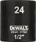Black nut attachment with the inscription '24', 'DEWALT', 'CR-MO DT7541', '1/2"'.