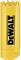 Yellow hole saw blade with black 'DeWalt' logo, serrated edge for drilling.