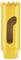A yellow hole saw attachment with a serrated edge and oval side slot, suitable for drill machines for cutting holes.