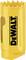 Yellow drill with the black 'DEWALT' lettering vertically along the front. Top edge serrated for efficient drilling.