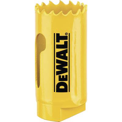 Yellow saw blade accessory with serrated edges and the black logo of a tool brand in the centre.