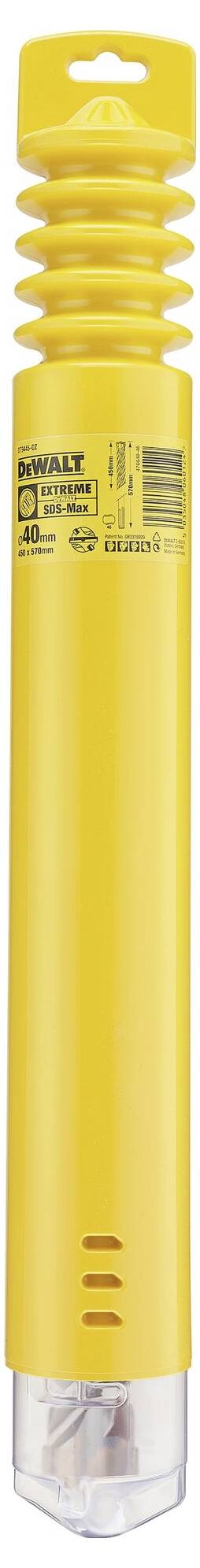 Yellow plastic container with a transparent lid, filled with eight chisels.