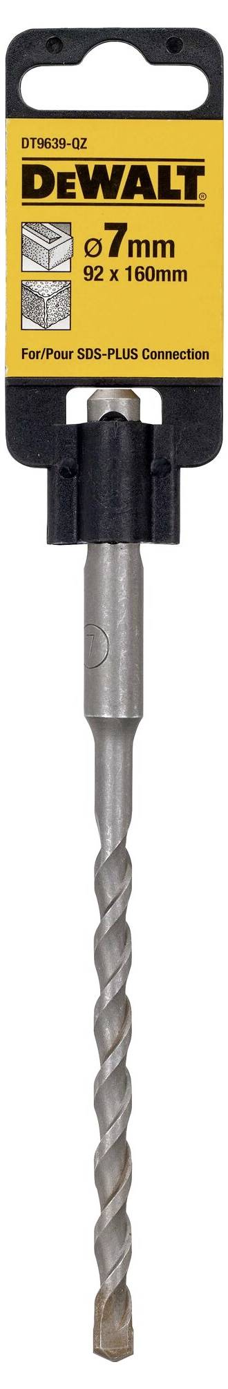 'DEWALT' drill bit, 7mm, SDS PLUS connection, 92 x 160mm.