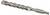 Silver drill bit with a spiral design and sharp point for drilling into hard materials.