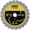 A silver and yellow circular saw blade packaging with the inscription 'DeWalt', 'Extreme', '250mm', '24T' and 'Extreme Runtime'.