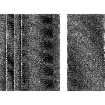 'Close-up of two grey textile ribbons, one on the left with three parallel lines, the other uniformly knitted.'
