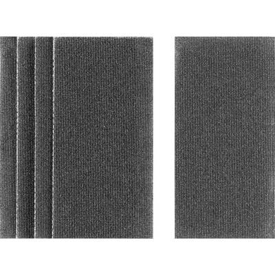 Two grey, ridged felt panels: three arranged side by side on the left, a single panel on the right, all vertically oriented.