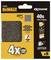 Dewalt Sandpaper Pack, 40 Grit, 115x115mm. Key features: universal dust extraction, washable. Contains 5 sheets.