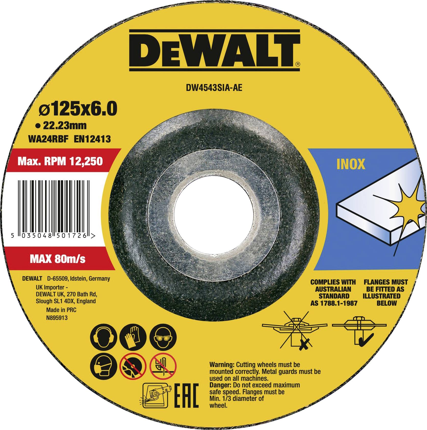 DEWALT DW4543SIA-AE Grinding disc 1 pc(s)