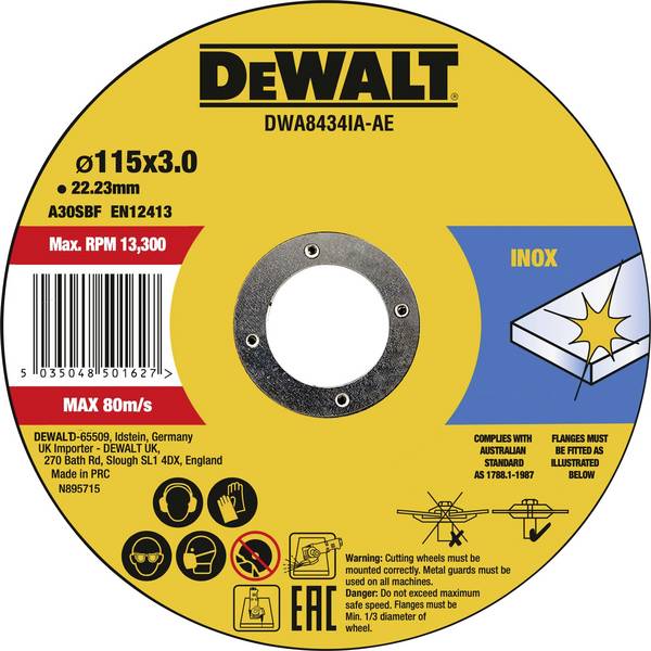DEWALT DWA8434IA-AE DWA8434IA-AE Cutting disc 115 mm 1 pc(s) Metal, Stainless steel, Iron