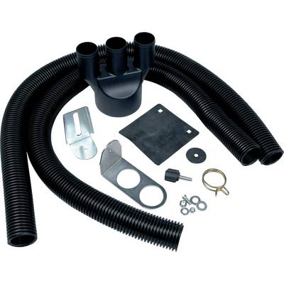 Hose assembly with multiple flexible hoses, connecting pieces, and mounting elements. Ideal for machine ventilation.