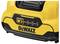 Yellow DEWALT battery pack with battery level indicator on the front, consisting of four bars.