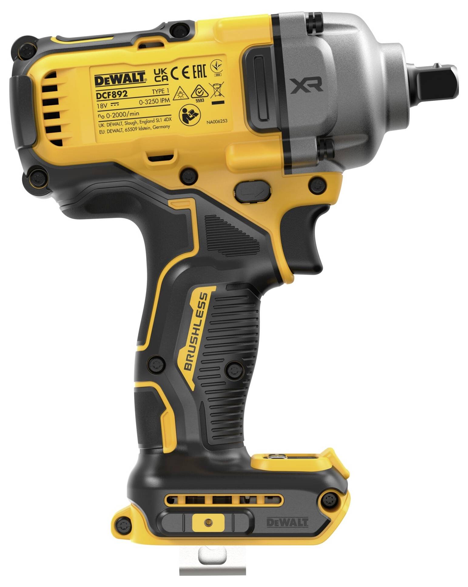 Battery-powered yellow and black electric impact driver with ergonomic handle.