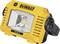 Yellow, portable LED construction site light with 'DEWALT' logo, suitable for 12V/18V XR batteries.