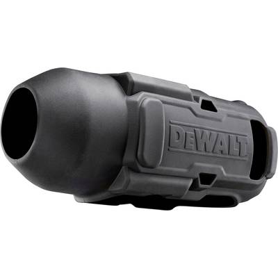 Black DEWALT tool accessory, cylindrical in shape, with distinctive logo on the side, robust design for heavy-duty applications.