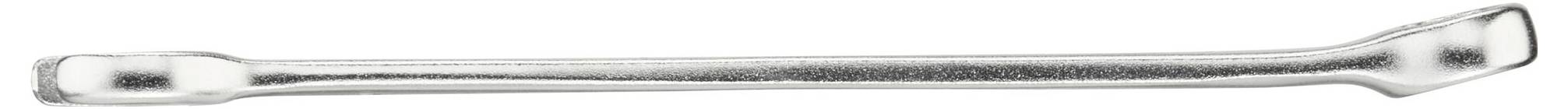 Silver crowbar for leveraging objects, with curved ends for improved grip and effectiveness.