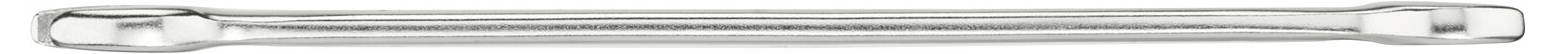 A silver-coloured, metallic spanner in the shape of a bar, with rounded ends, lies horizontally.