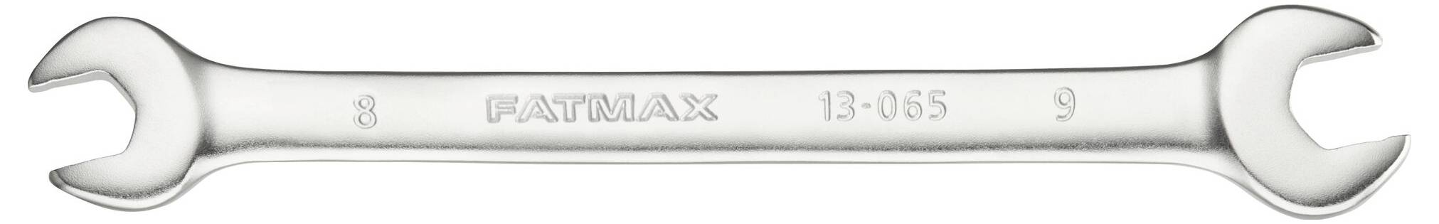 A silver adjustable spanner with 'FATMAX' printed on it, numbers '8' and '9' at the ends.