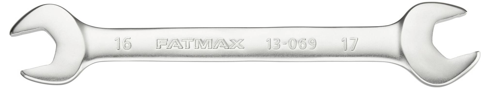 A silver adjustable spanner with size markings '16' and '17' and the inscription 'FATMAX 13-069' on the handle.