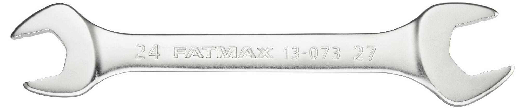 A silver adjustable wrench with the engraving '24 FATMAX 13-073 27' on the handle, showing two open ends.