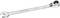 A silver Stanley series 13-081 ring spanner with open and ratchet ends.