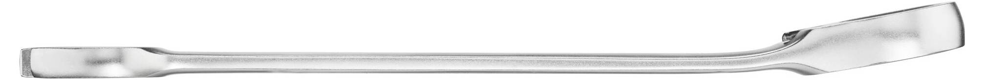 A chrome-plated lever with two differently sized, angled ends, often used for tyre mounting on vehicles.