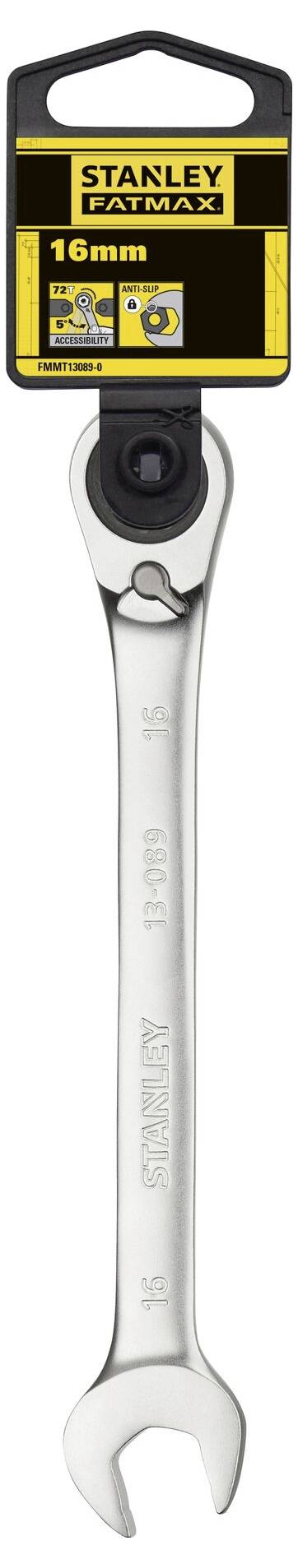 Stanley Fatmax ratchet spanner, 16mm size. Suitable for efficient screw tightening in confined spaces.