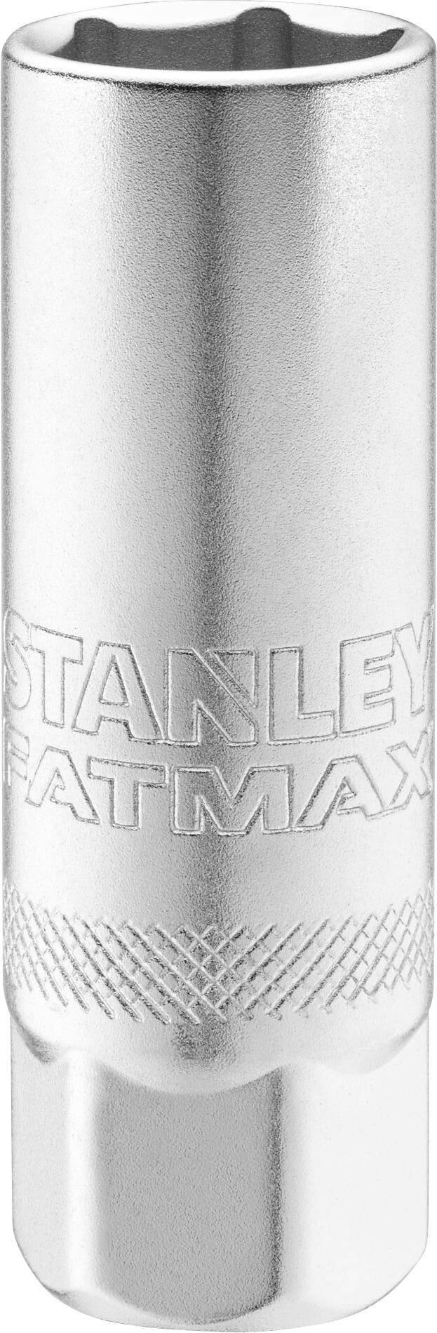 Silver socket with 'Stanley FatMax' inscription, cylindrical in shape, for mechanical applications.