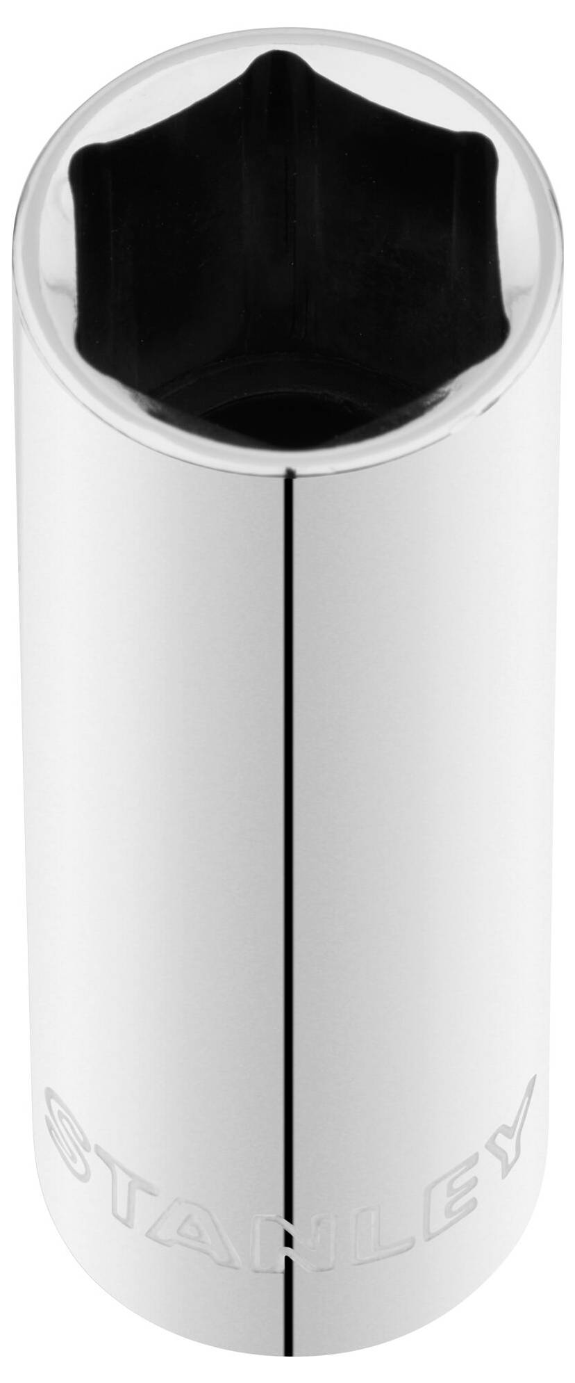 A silver-coloured hex socket wrench with a hexagonal opening, positioned vertically. 'STANLEY' is written at the bottom edge.
