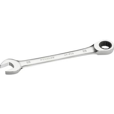 A silver spanner with open-end and ring-end, bearing the inscription 'STANLEY'. Ideal for mechanical work.