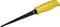 Yellow hand saw with a narrow, toothed blade, suitable for precise sawing in wood or plasterboard.
