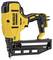 Battery-powered nail gun with yellow casing, black handle and brand logo. Used for woodworking and construction projects.