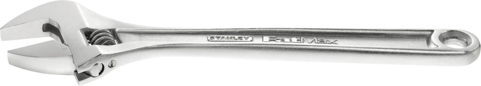 A adjustable spanner made of metal, with 'Stanley FatMax' stamped on it.