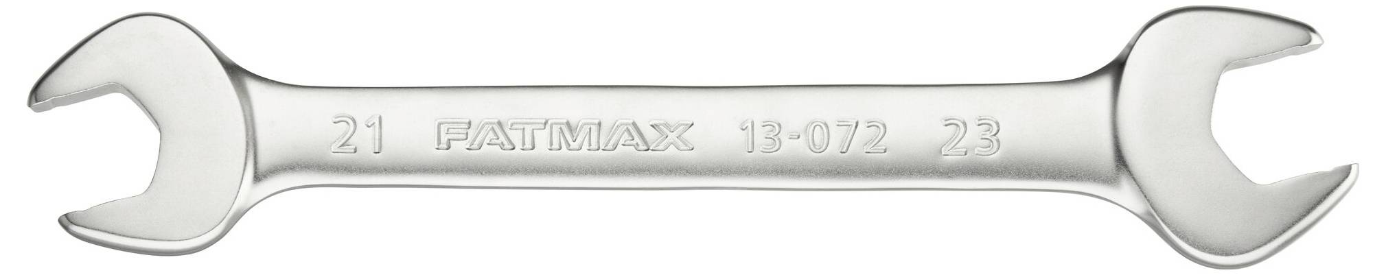 A silver adjustable spanner with the engraved inscriptions '21', 'FATMAX', '13-072' and '23'.