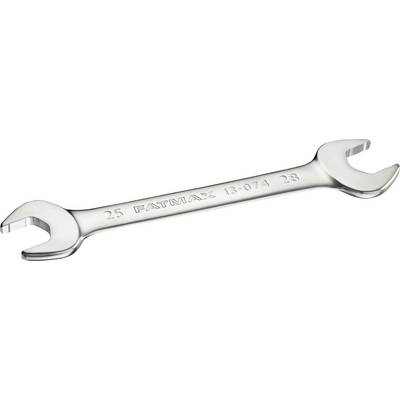 Metal spanner with the printed numbers '25' and '28' and the inscription 'FATMAX 13-074'.