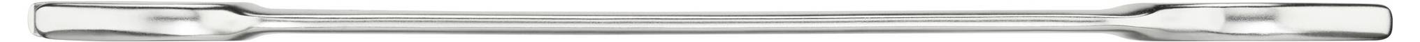 A chrome-plated short barbell used for strength training.