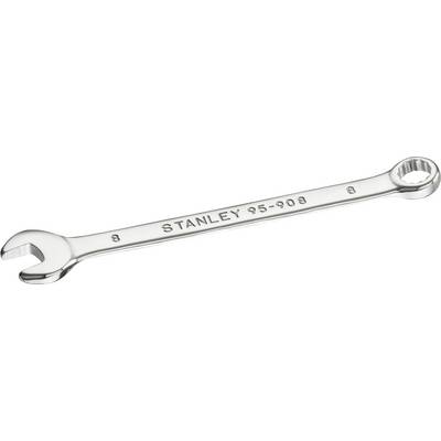 A silver spanner with the inscription 'STANLEY 95-908'. On the left, an open-ended side, on the right, a ring-ended side.