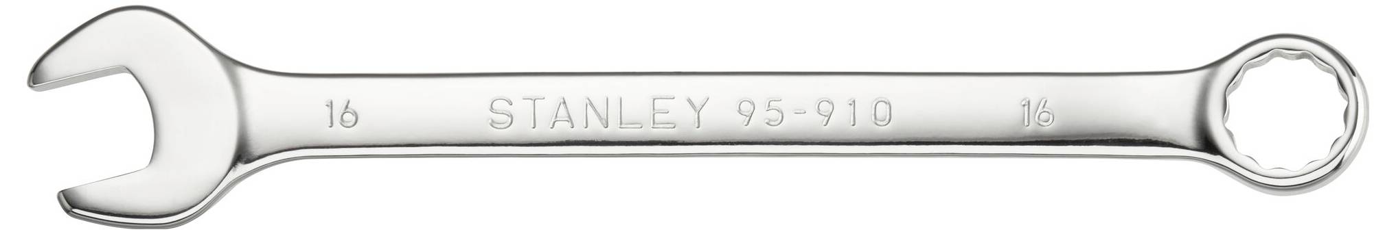 A silver Stanley combination spanner with '16' size markings at both ends.