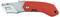 A red Stanley utility knife with a retractable blade and silver metal casing, ideal for cutting materials.