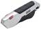 A silver and black Stanley Fatmax utility knife with a sliding blade and red control elements.