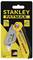 Yellow and black packaging of a Stanley Fatmax folding knife. Contains a folding knife and a spare blade. Instructions are shown.