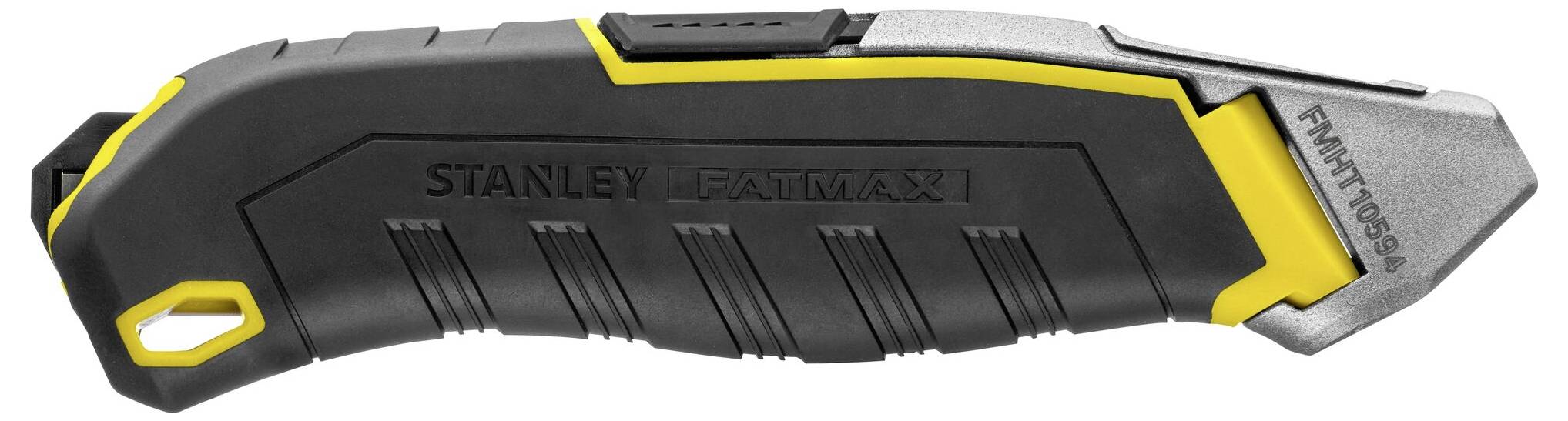 Pictured is a Stanley FatMax safety knife with a black and yellow casing.