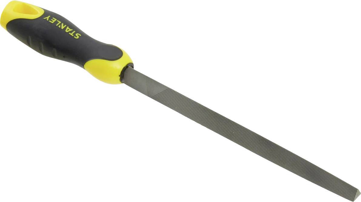 File with yellow and black handle, suitable for metalworking.