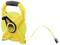 A yellow measuring tape with a handle and manual roll mechanism, 60 metres in length.