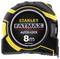 Black and yellow tape measure with the inscription 'Stanley Fatmax Auto-Lock 8m', black and yellow border, model XTHT33501.